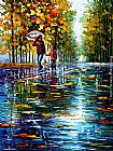 Leonid Afremov STROLL IN A AUTUMN PARK painting